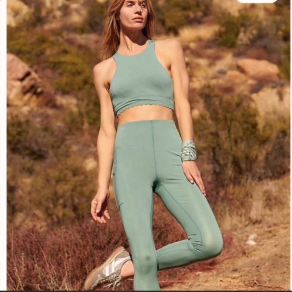Free people pinky promise leggings NWT S green